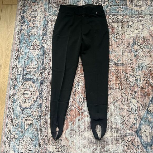 Vintage Schoeller of Switzerland Black Straight Slim Leg Stirrup Ski Snow Pants - Picture 2 of 11